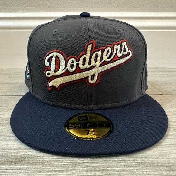 LA Los Angeles Dodgers Lids Hat Drop New Era Sea Fog 50th Patch Fitted 7 3/8 - Picture 1 of 10